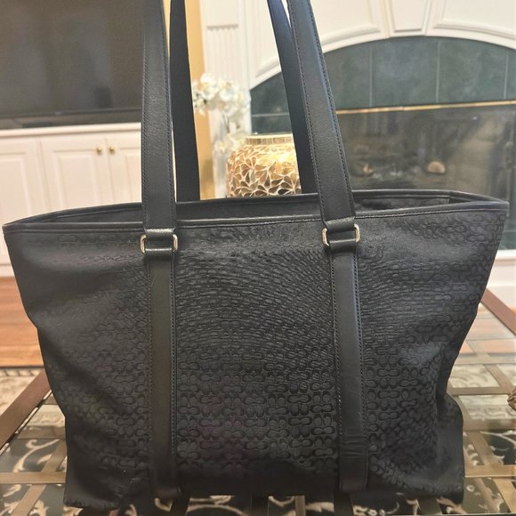 Coach Signature Canvas Black Diaper Bag/Carryall Ex-Large - Picture 1 of 8